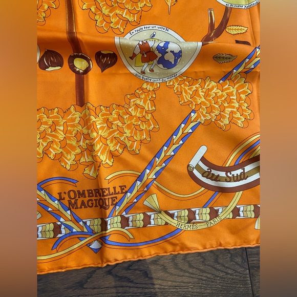 Hermes Orange L'Ombrelle Magique Silk Scarf - Picture 6 of 9